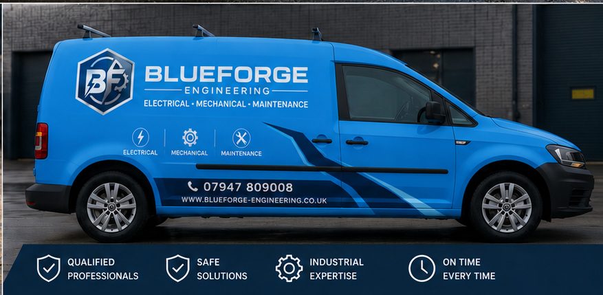 BlueForge Engineering van, side profile